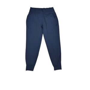 Athleta L Tall Navy Joggers High Rise Stretch Athleisure Travel Zip Pockets S21